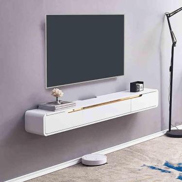 Imagem de Suporte De Tv Flutuante Wjx Armários De Armazenamento De Madeira Console De Mídia Com Gavetas Centro De Entretenimento Armário De Tv Com Porta De Aba Inferior Suporte D, White, 120x24x20cm