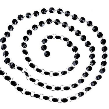 Imagem de Lustre de cristal de vidro H&D 1,82 m 14 mm Octágono corrente lustre pendurar casamento guirlanda decoração de Natal (preto)