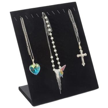 Imagem de SOFPLATE Suporte de exibição de colar de veludo preto pequeno em forma de L, organizador de joias, expositor, suporte de mesa com 60 furos para shows de artesanato, lojas, colares, brincos, anéis