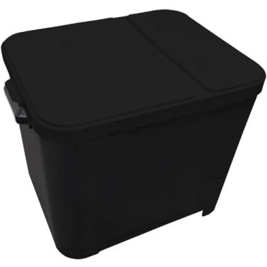 Imagem de Caixa Porta Ração Container de Plástico com Tampa, Preto, Grande Capacidade para Armazenamento 15 KG Furacao