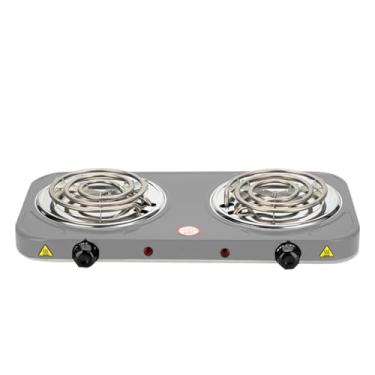 Imagem de Fogão Elétrico 2 Bocas Portátil Camping Cooktop Cozinha 110v 220v Viagem (02 Bocas - Cinza)