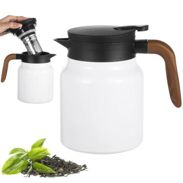 Imagem de Garrafa térmica de chá com infusor embutido, bule de chá térmico de 1000 ml, cafeteira isolada com alça, capacidade de 978 ml para uso doméstico e no escritório