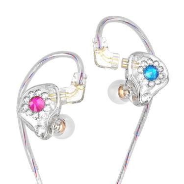 Imagem de CNWUJASS Fone de ouvido QKZ AK6 Spark Hi-Fi, 11 mm PET composto diafragma dinâmico, 3,5 mm no ouvido, fone de ouvido DJ Music com microfone (transparente com microfone)