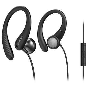 Imagem de Philips Fones de ouvido esportivos Audio TAA1105BK/00 com microfone, fones de ouvido intra-auriculares (gancho flexível, ventilação de batimento de graves, resistente ao suor IPX2, ajuste seguro