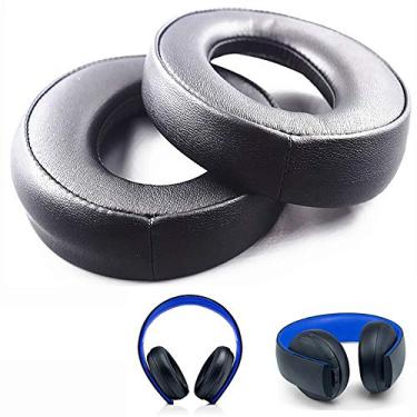 Imagem de Almofadas de substituição para fones de ouvido com bojo para Sony PS3 PS4 Gold Wireless PlayStation 3 Playstation 4 CECHYA-0083 estéreo 7.1 fones de ouvido virtuais surround, Preto