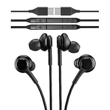 Imagem de Fone de ouvido USB C com microfone tipo C, fone de ouvido com fio (pacote com 2 unidades) compatível com Samsung Galaxy S20 S21 S22 S23 Ultra Note 10 20 Z Flip Pixel 7 Pro Chromebook computador gamer