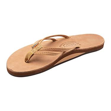 Imagem de Rainbow Sandals Couro de luxo feminino The Sand Piper - Arco de camada única com alça dupla estreita de 1/7.6 cm, Buckskin, 10.5-11.5