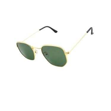 Imagem de Óculos de Sol Hexagonal Armação em Metal com Case Luxo Proteção UV400 Estilo Retrô Aviador Unissex Feminino Masculino - Cacife Brand (G15)