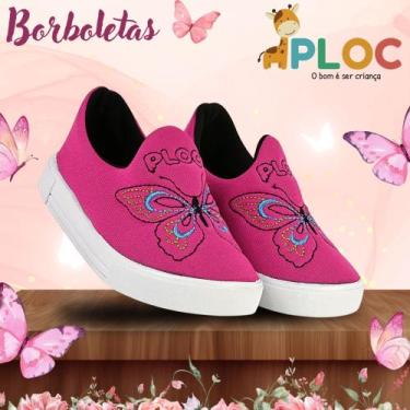 Imagem de Tênis infantil Ploc Borboletas Casual Menina Anatômico, Pink, 24
