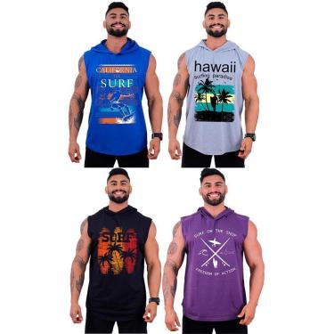 Imagem de Kit 4 Regatas Longline Machão Com Touca Masculina MXD Conceito Musculação Treino-Masculino