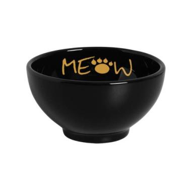 Imagem de Kit Comedouro Preto/Dourado Suporte Médio - Cerâmica Regina