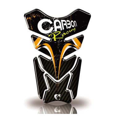 Imagem de Protetor De Tanque Adesivo Resinado Carbon Racing Serve Em Todos As Motos Amarelo