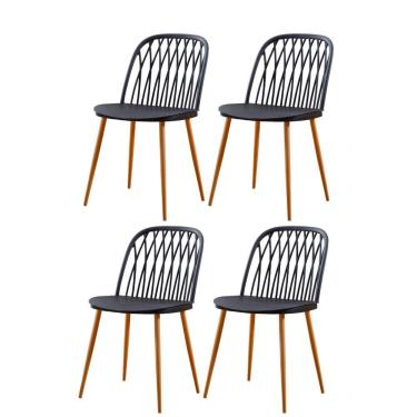 Imagem de Kit 4 Cadeiras Ariane Rivatti Polipropileno Preto Base Aço