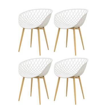 Imagem de Kit 4 Cadeiras Clarice Rivatti Polipropileno Branco Base Metal