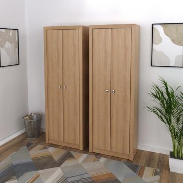 Imagem de Conjunto 2 Armários Para Escritório 2 Portas Tecno Mobili Amendoa