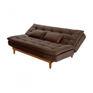 Imagem de Sofá Cama Dubai 3 Lugares Império Reclinável Casal Pés Madeira Espuma Especial D33 Madero Marrom 379