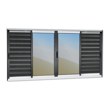 Imagem de Veneziana Elite 6 Folhas Moveis 120 X 240 Vidro Reflex Mix Preto