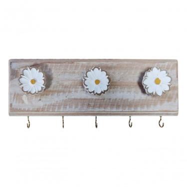 Imagem de Porta Chaves Artesanal Flores 3d Colorido Cor Branco