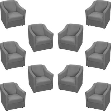 Imagem de Kit 10 Poltronas Decorativa Mila Pé De Plástico Cromado - Cinza Suede