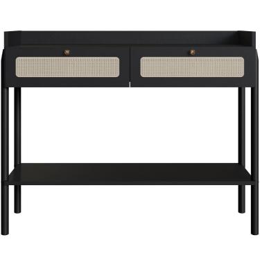 Imagem de Aparador Para Sala De Estar 2 Gavetas Pés Madeira Moss A03 Nero Preto