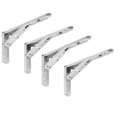 Imagem de Kit 02 Pares Suporte Para Mesa Dobrável Retrátil 30cm H02 Mão Francesa Branco