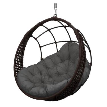 Imagem de Cadeira Balanço Ninho Suspenso Em Corda Náutica Luxo Marrom/cinza