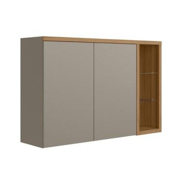 Imagem de Armário Aéreo Cozinha 120 Cm Renard 2 Portas com Vidro e Led 100% Mdf 