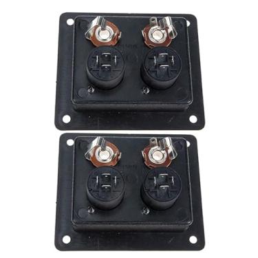 Imagem de PRETYZOOM 2 peças de caixa de alto-falante quadrada terminal conector de borne 2 placas de subwoofer com orifícios de montagem duplos para sistemas de áudio doméstico e automotivo 8090