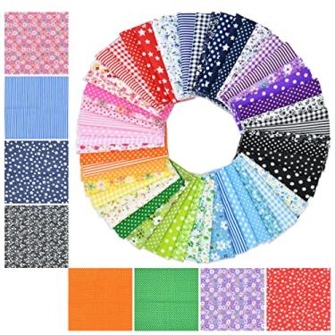 Imagem de BDS-HOME 9,8 X 9,8, 56 Peças, Pacote De Tecido Algodão Estampado, Quadrados, Design Pré-Cortado, Quilting, Costura Floral Para Patchwork, Artesanato Faça Você Mesmo, Scrapbooking (Vermelho/Amarelo/V