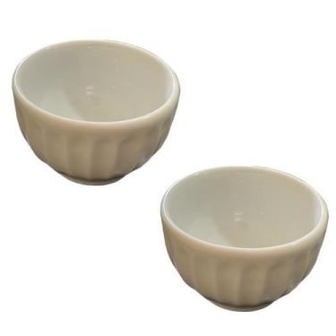 Imagem de Cumbuca Canelada Porcelana Branca 150ml 2 Pçs Ideal temperos sobremesa