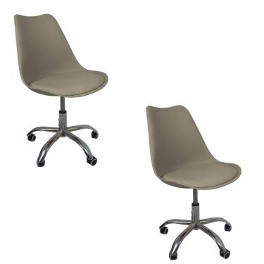 Imagem de Cadeira Office Base Cromada Com Rodizio Giratória Saarinen