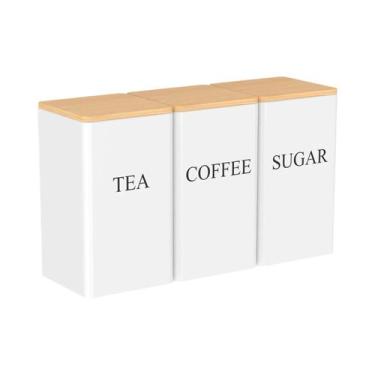 Imagem de Conjunto De 3 Potes De Armazenamento De Café, Chá E Açúcar Com Tampa D