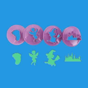 Imagem de Magic Props Conjunto de 4 peças de molde para decoração de bolos, cortador de biscoito