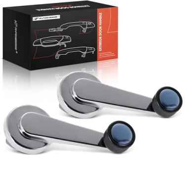 Imagem de A-Premium 2 peças de manivela de janela compatível com GMC Yukon, C1500 C2500 K1500 Suburban e Chevrolet Blazer, C10 C1500 C20 C2500 Suburban, maçaneta preta e alça cromada (zinco), lado do motorista