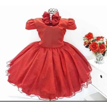 Imagem de Vestido Infantil Vermelho Daminha Festa Luxo E Tiara - Pingo de Gente 