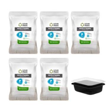 Imagem de Kit Pote Preto C/ 120un 350ml Descartável Marmita Freezer Microondas F