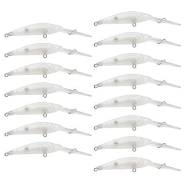 Imagem de OriGlam Kit de iscas de pesca em branco sem pintura, isca de natação Topwater, iscas de pesca sem pintura, equipamento flutuante, isca de minnow DIY para truta de salmão robalo (em branco 1)