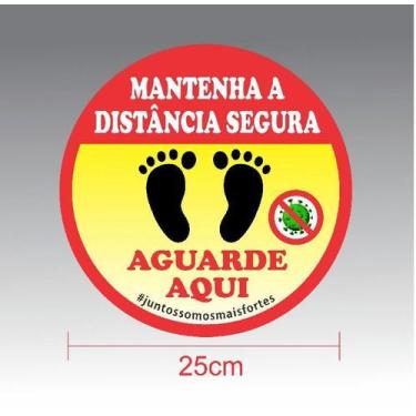 Imagem de Adesivo para distância segura em filas - Kit c/ 10 unidades - BRILHO N