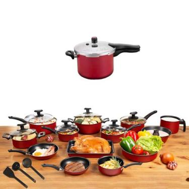 Imagem de Conjunto Panelas 17 Pc Antiaderente Panela Pressão 4,5l - Imperial, Ve