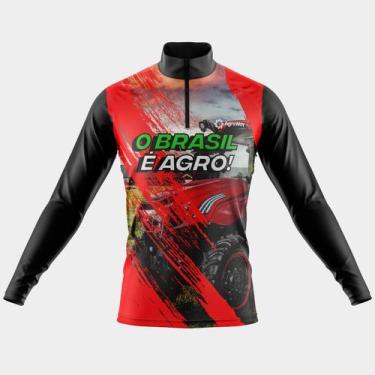 Imagem de Camisa Manga Longa O Brasil É Agro Proteção Uv Respirável Zíper Agro B