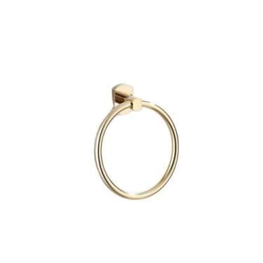 Imagem de Conjunto de porta-toalhas dourado para banheiro - Suporte de papel de parede em formato de anel | Acessórios de ferragens, 2 peças, porta-toalhas