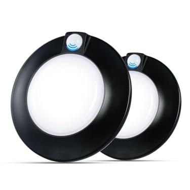 Imagem de CLOUDY BAY [Pacote Com 2] Luminária De Teto Sensor Movimento Para Ambientes Internos, 120 V Cri90 10 W 5000 K, Luz Diurna Brilhante, Embutida Led 6,5" Garagem, Closet, Sótão, Despensa, Local Úmido,