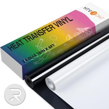 Imagem de HTVRONT Transferência Térmica De Vinil Puff - Rolo Htv 10" X 6 Pés Para Camisetas, Preto E Branco, Passar Em Cricut Cameo, Use Efeito 3D (Preto Branco)