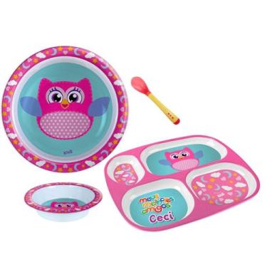 Imagem de Kit Prato Divisória + Fundo + Raso + Colher Silicone Bebê - Arts, Coru