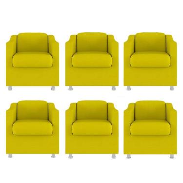 Imagem de Kit 6 Poltronas Bia Decorativa Reforçada Recepção Clinica Salão Sala De Estar Suede