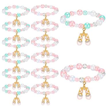 Imagem de Ecally 12 peças de lembrancinhas de festa bailarina com contas pulseira de dança a granel presentes para mulheres, bijuterias de brincar, princesa, aniversário, sala de aula, prêmio para crianças