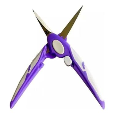 Imagem de Tesoura Precisão Para Artesanato E Corte Preciso Ponta Fina 17cm Com Mola Lanmax – Cabo Soft Ergonômico. Com um cabo anatômico emborrachado e sistema de mola, ela proporciona