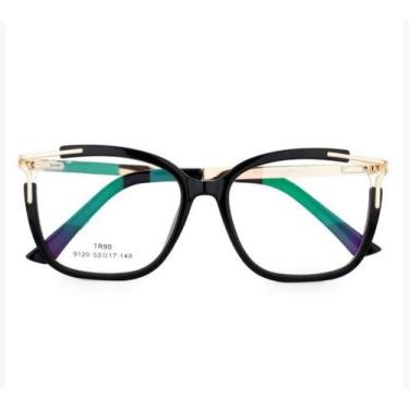 Imagem de Armação Óculos De Grau Feminina Quadrado Palm Preta - Palas Eyewear