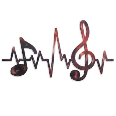 Imagem de KOYILTD Nota musical de metal decoração de parede decoração de quarto de metal sinal musical de parede de batimento cardíaco placa musical para pendurar acessórios de estúdio de música retrô para