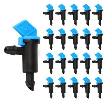 Imagem de 50 peças 2 GPH bandeira azul emissor de gotejamento ajustável água gotejamento irrigação irrigação gotejadores sistema peças conectam mangueira de 1/10.2 cm para gramado vegetais, jardim